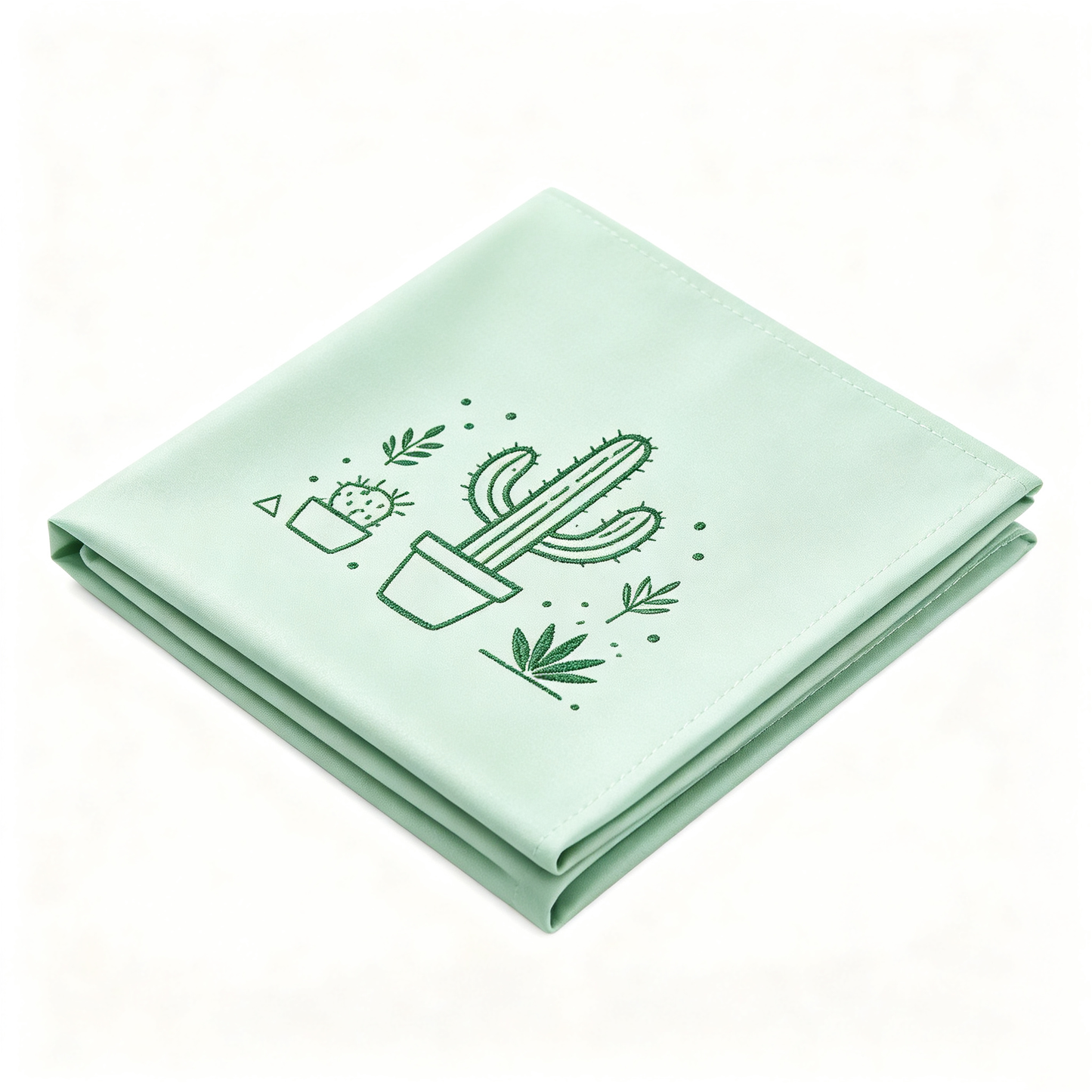 Mint Green Cactus Embroidery Tablecloth