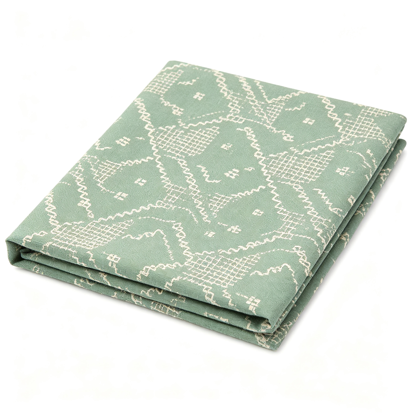 Sage Green Geometric Print Linen Tablecloth