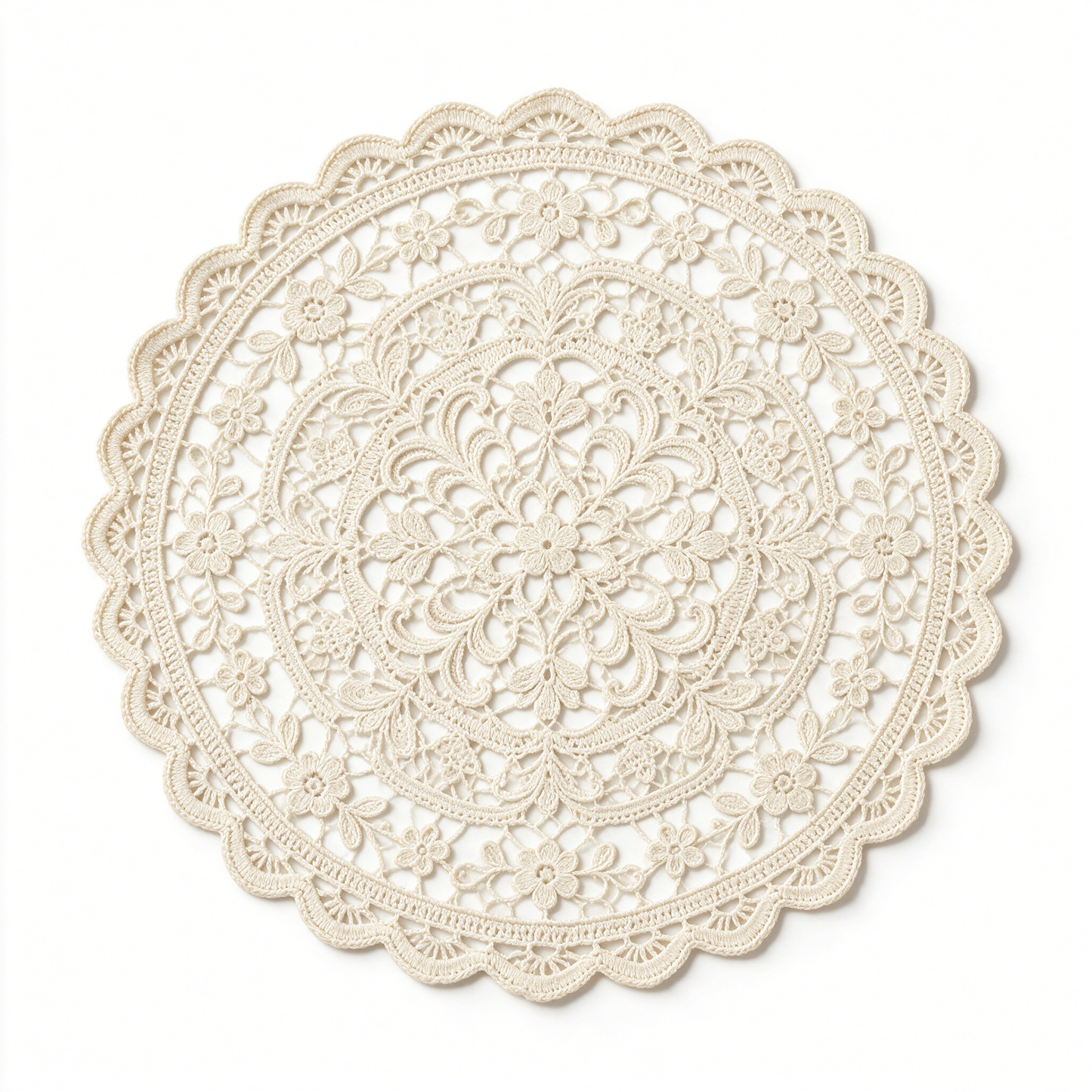 Round Crochet Floral Lace Placemat