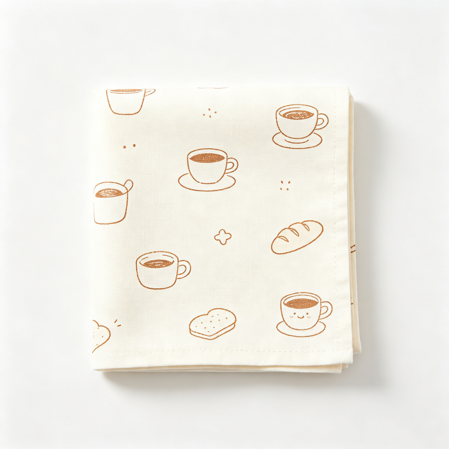 Coffee & Bread Line Print Linen Tablecloth