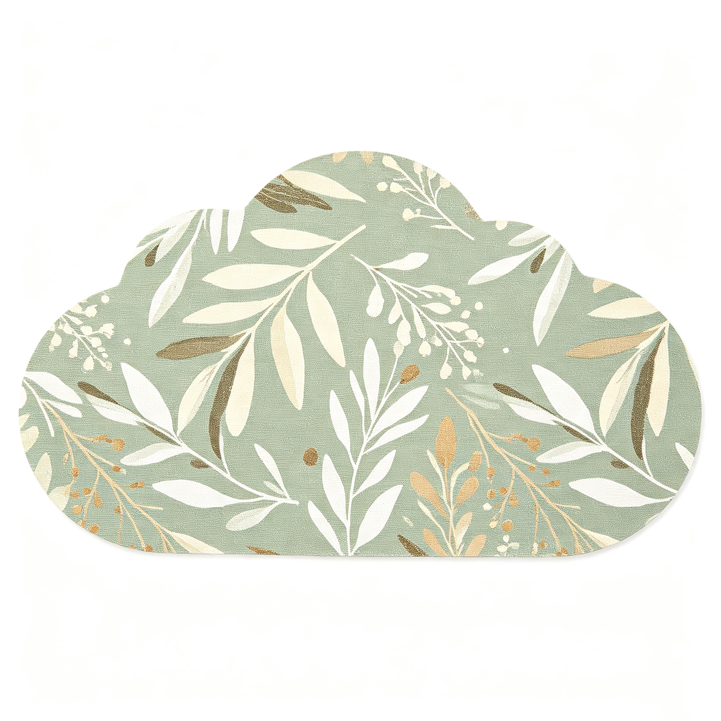 Cloud Shape Sage Green Leaf Print Placemat