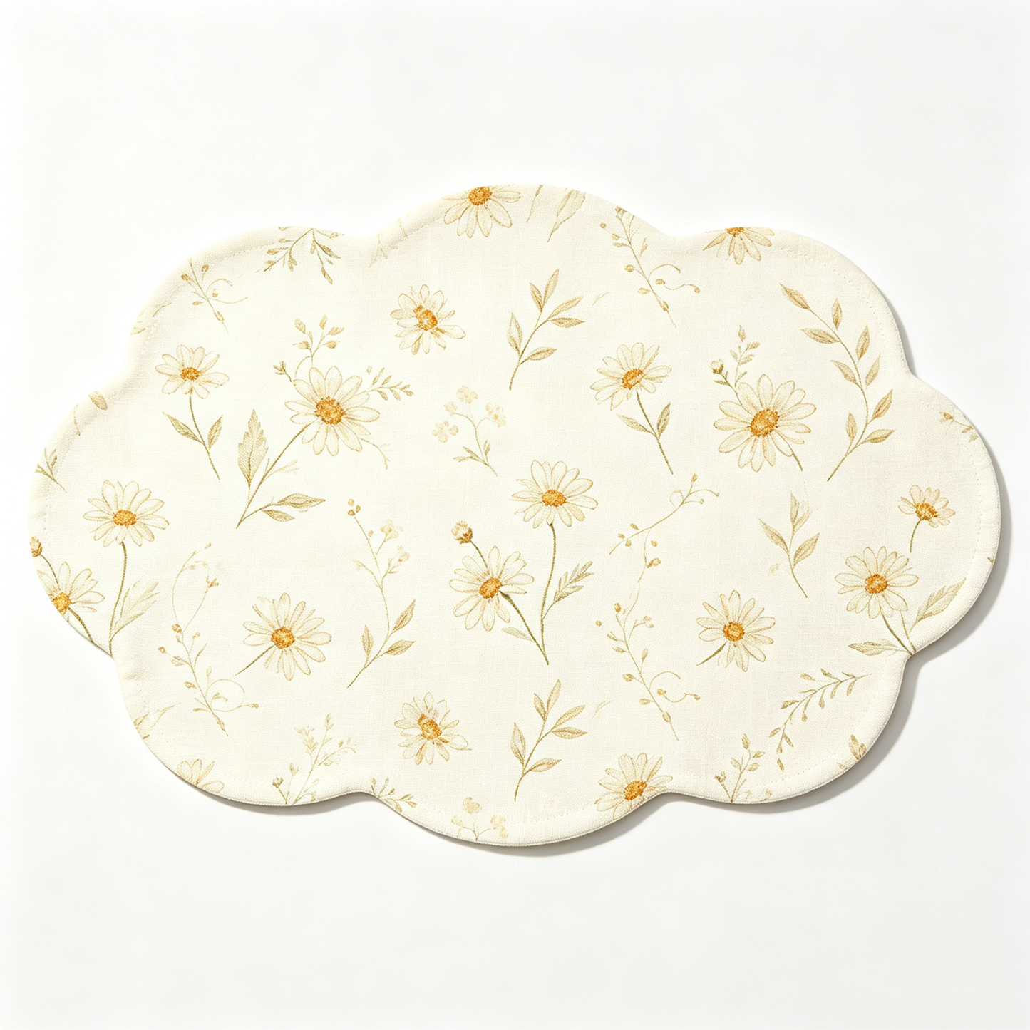 Cloud Shape Daisy Floral Linen Placemat