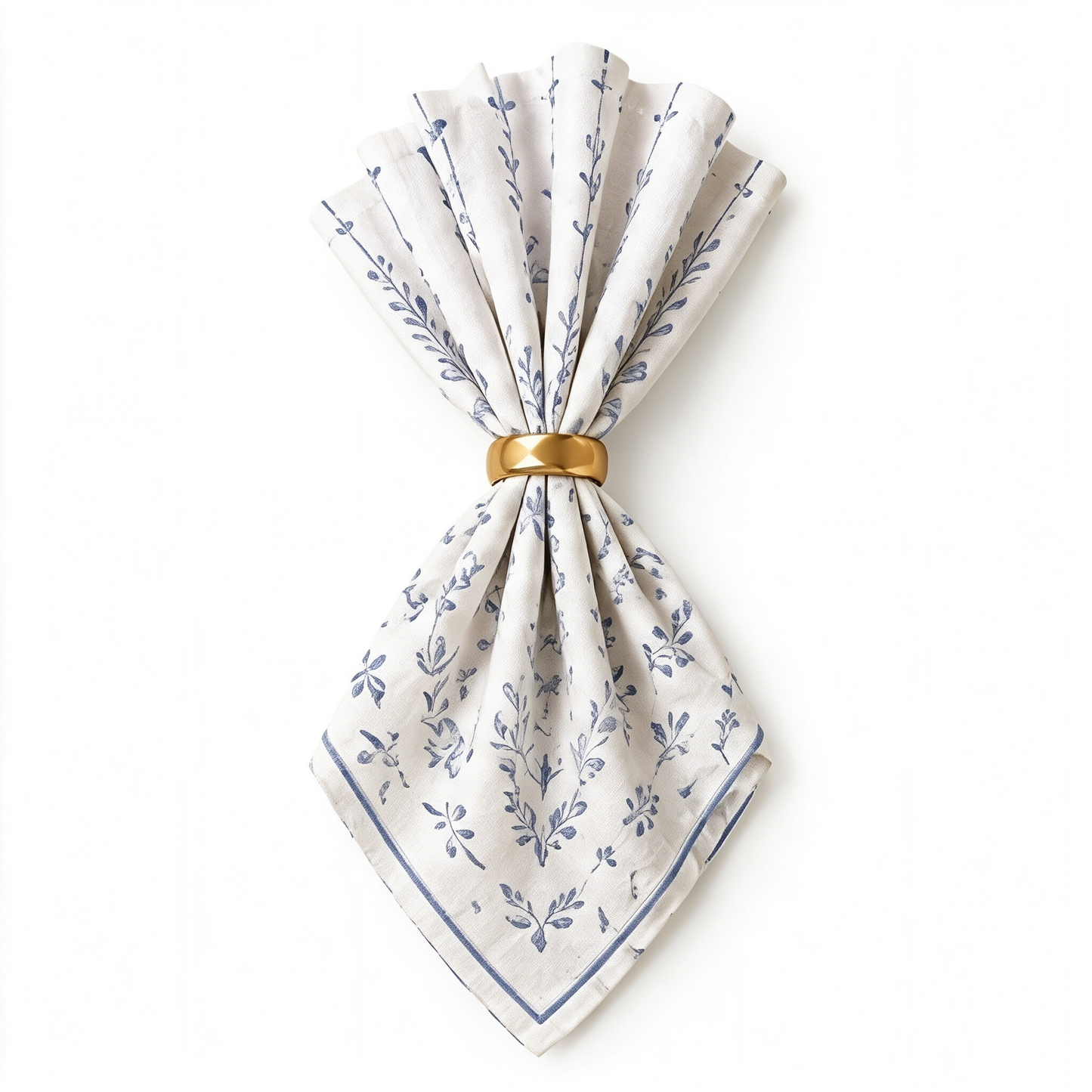 Blue Sketch Floral Branch Linen Napkin