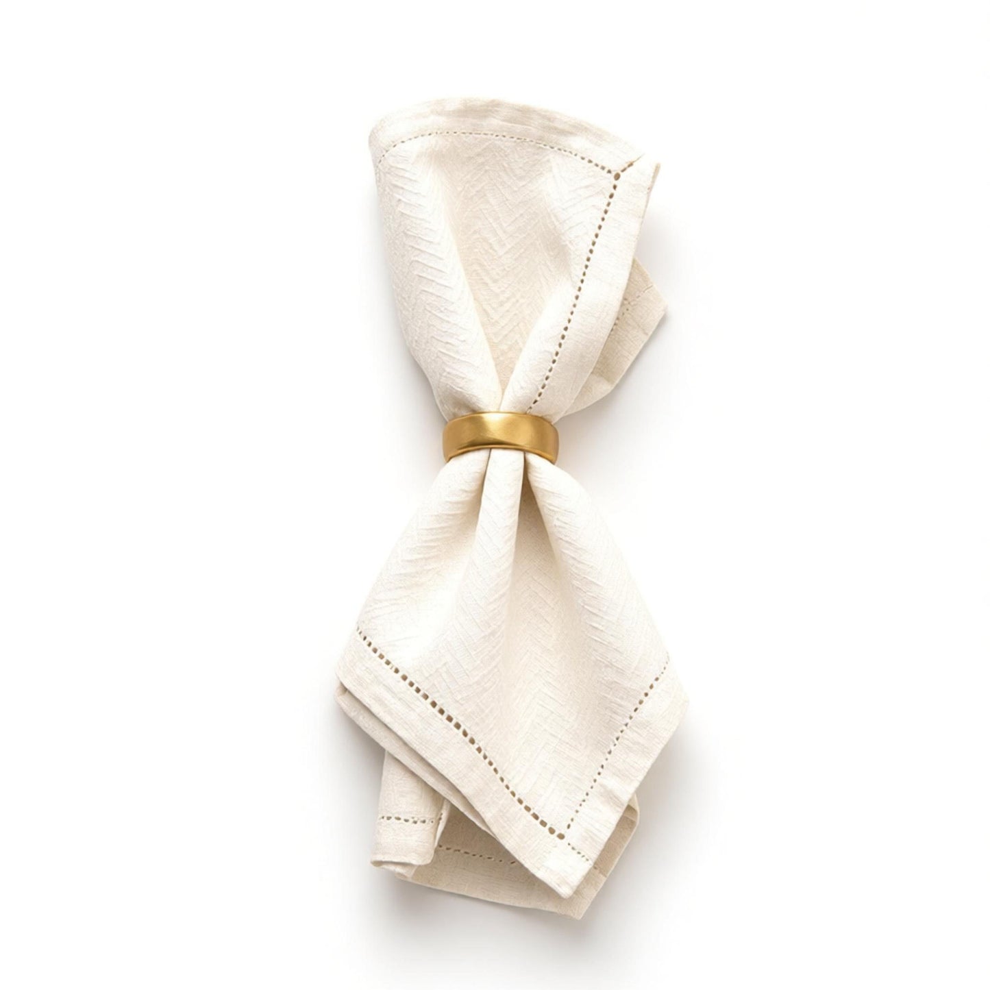 Cream Herringbone Hemstitch Linen Napkin