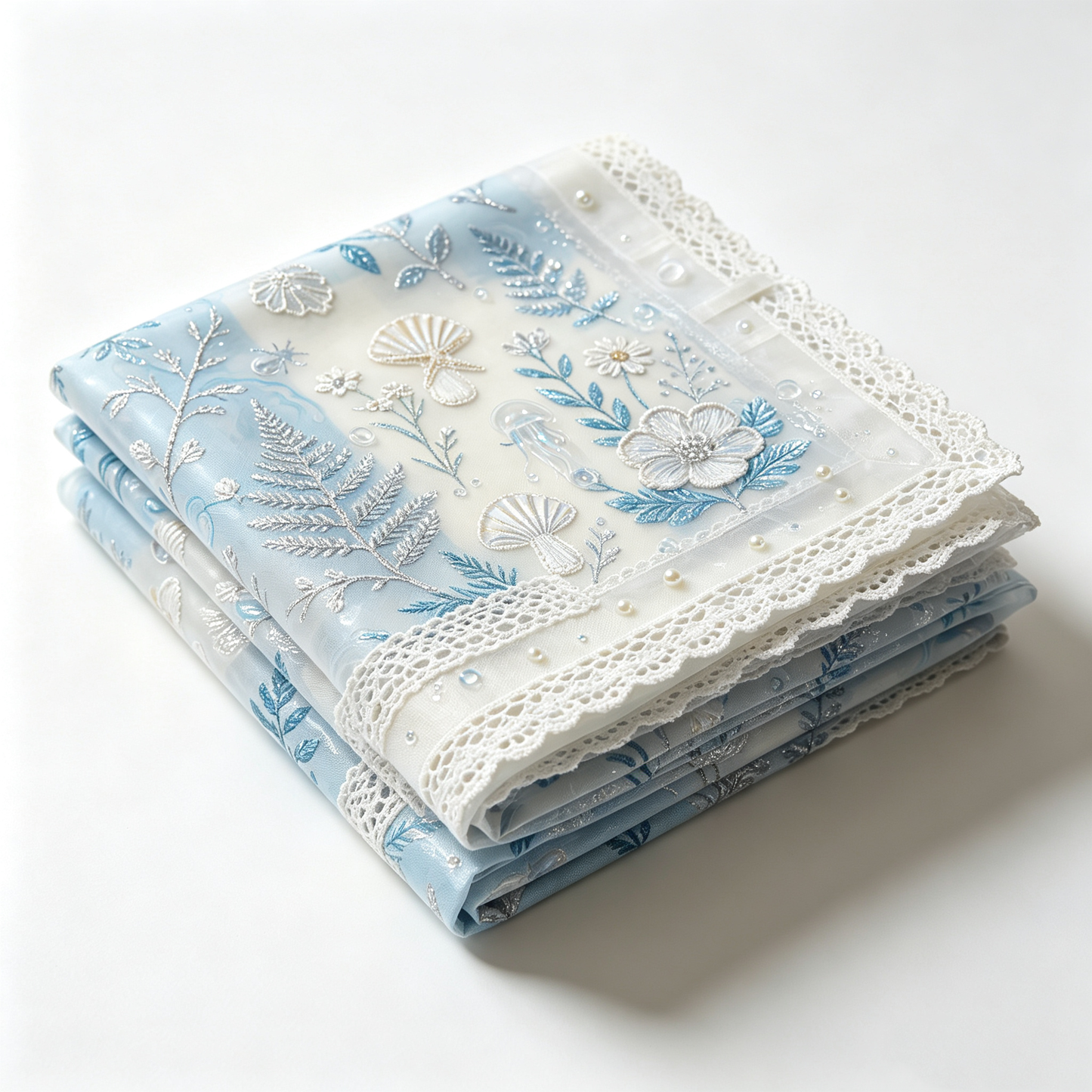 Ocean Shell Embroidery Sheer Lace Tablecloth