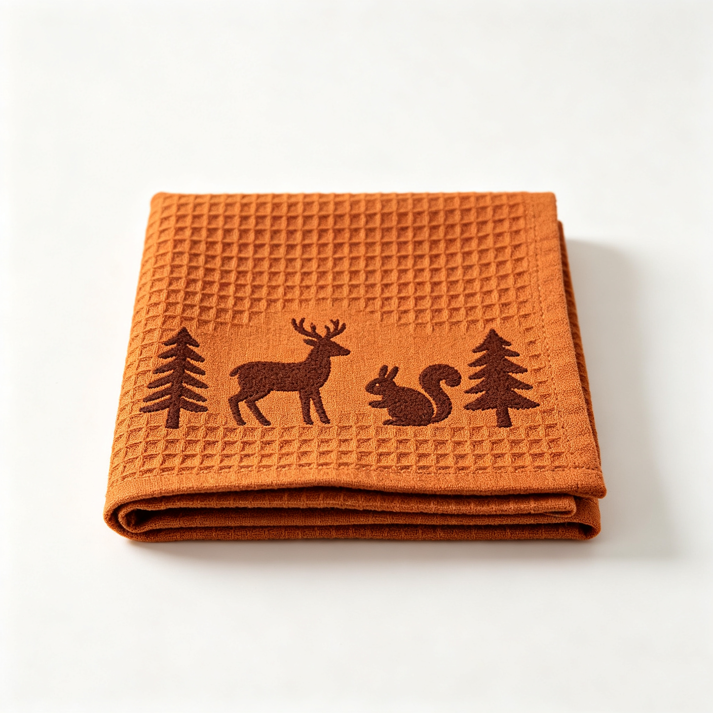 Burnt Orange Woodland Animal Embroidery Tablecloth