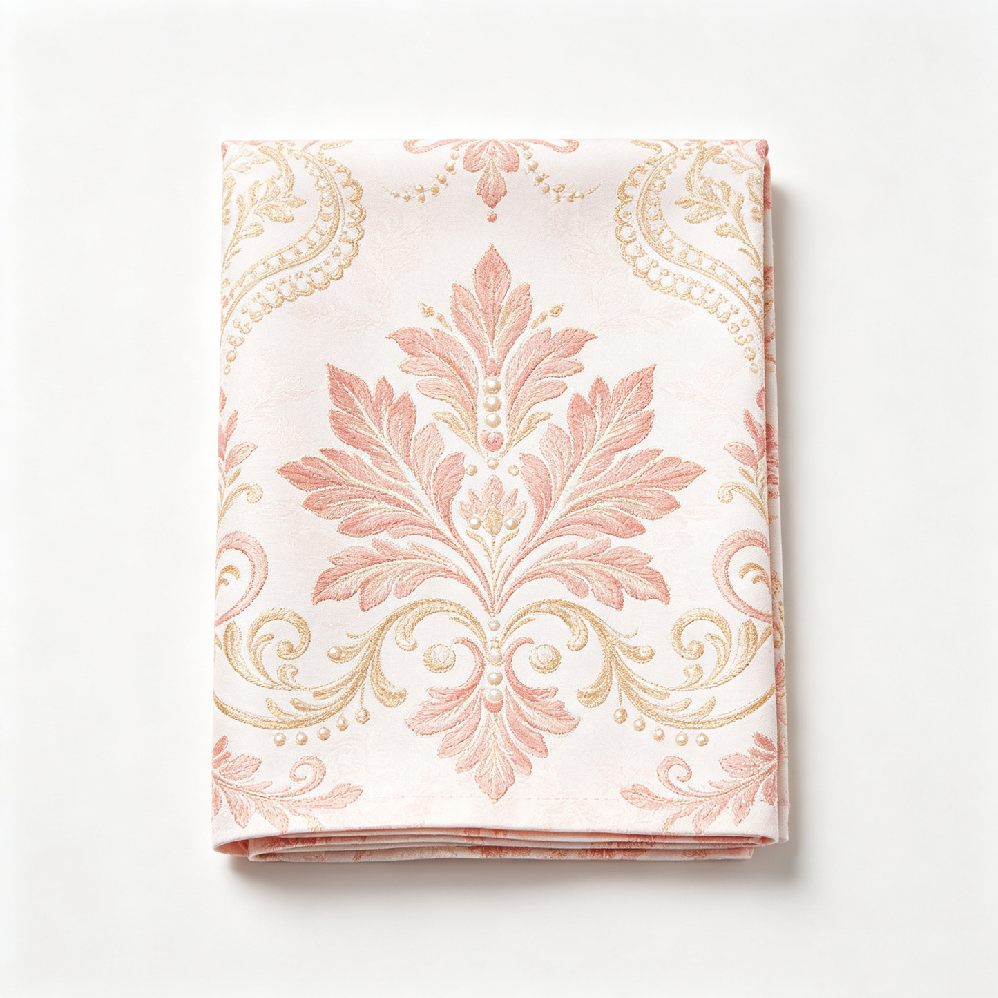 Pink Damask Floral Embroidery Tablecloth