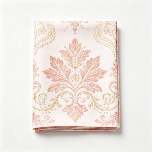 Pink Damask Floral Embroidery Tablecloth