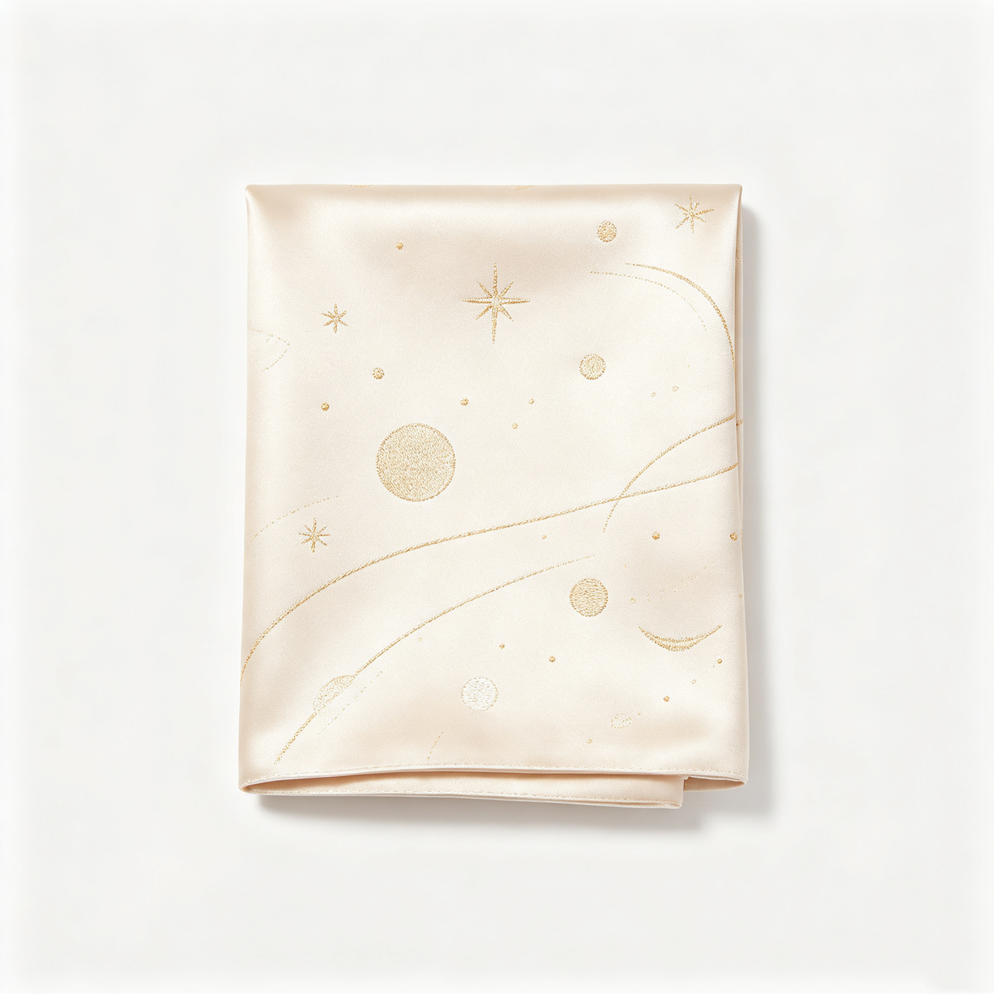 Cream Satin Celestial Embroidery Tablecloth