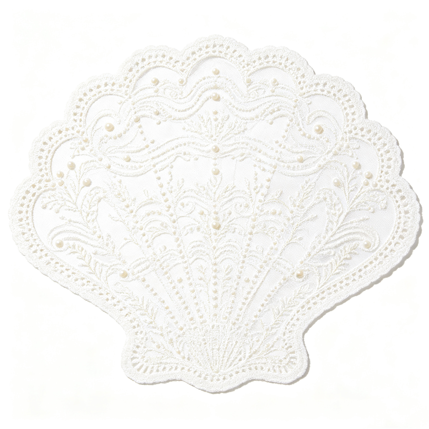 Shell Shape White Pearl Lace Placemat