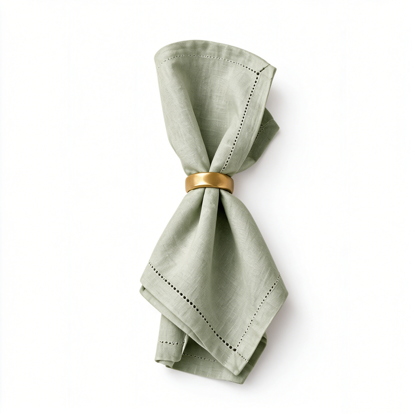 Solid Sage Hemstitch Linen Napkin