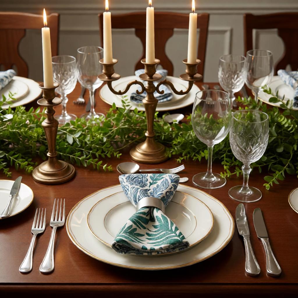 Green Paisley Palm Leaf Linen Napkin