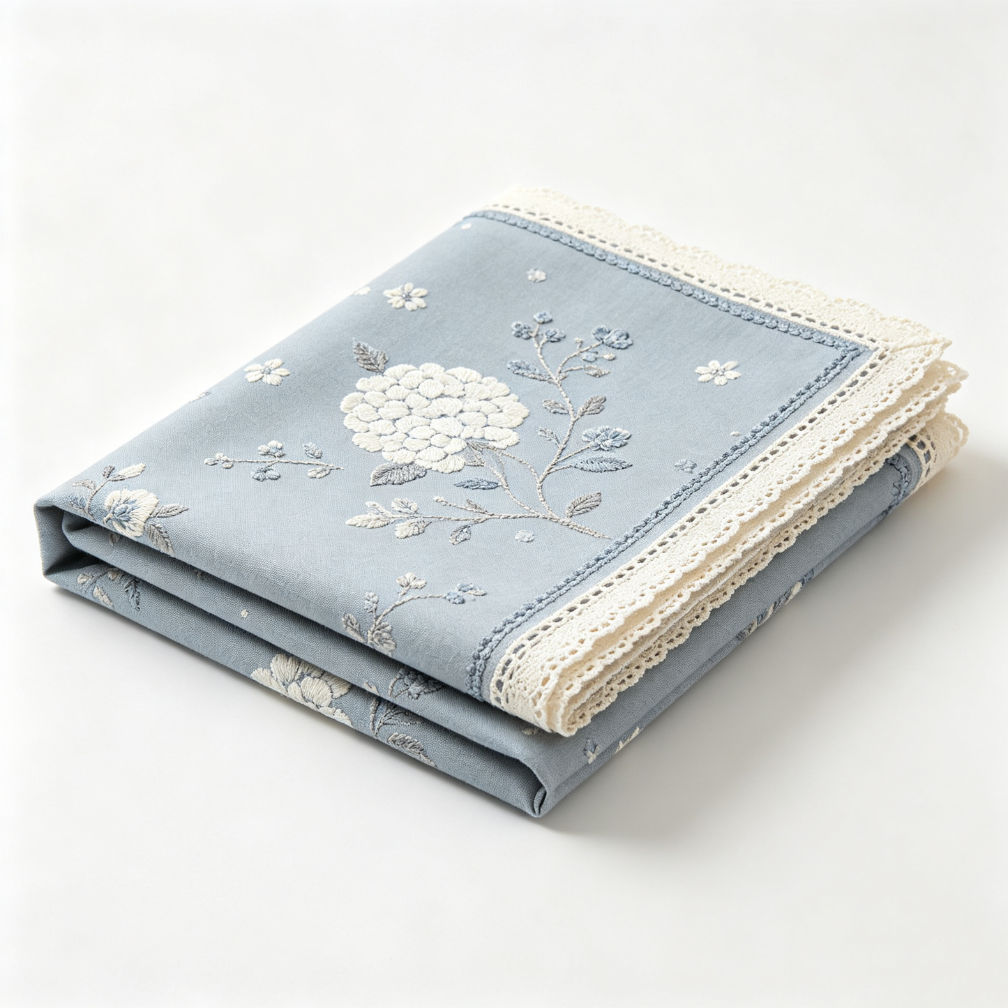 Light Blue Hydrangea Embroidery Lace Tablecloth