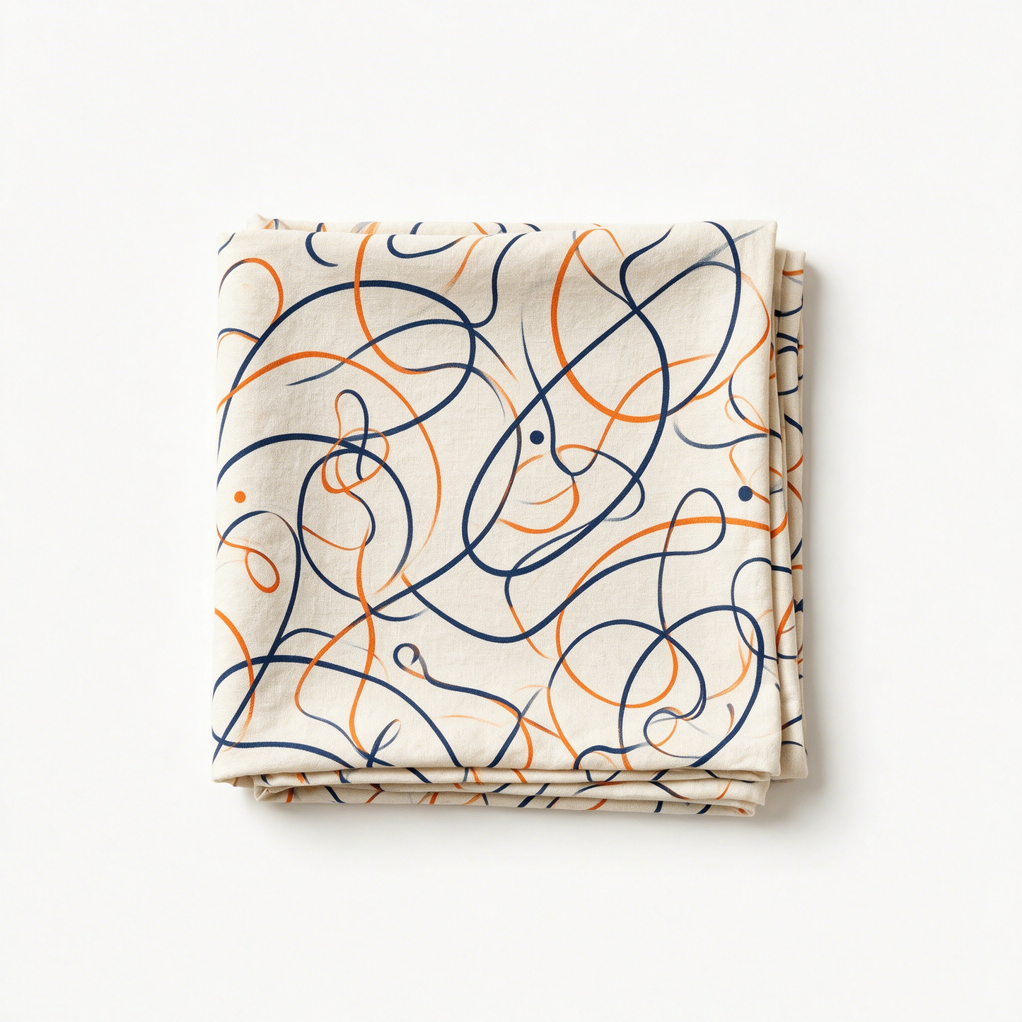 Abstract Curved Line Art Print Linen Tablecloth