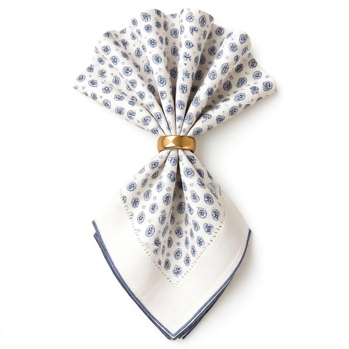 Light Blue Mini Rose Print Linen Napkin