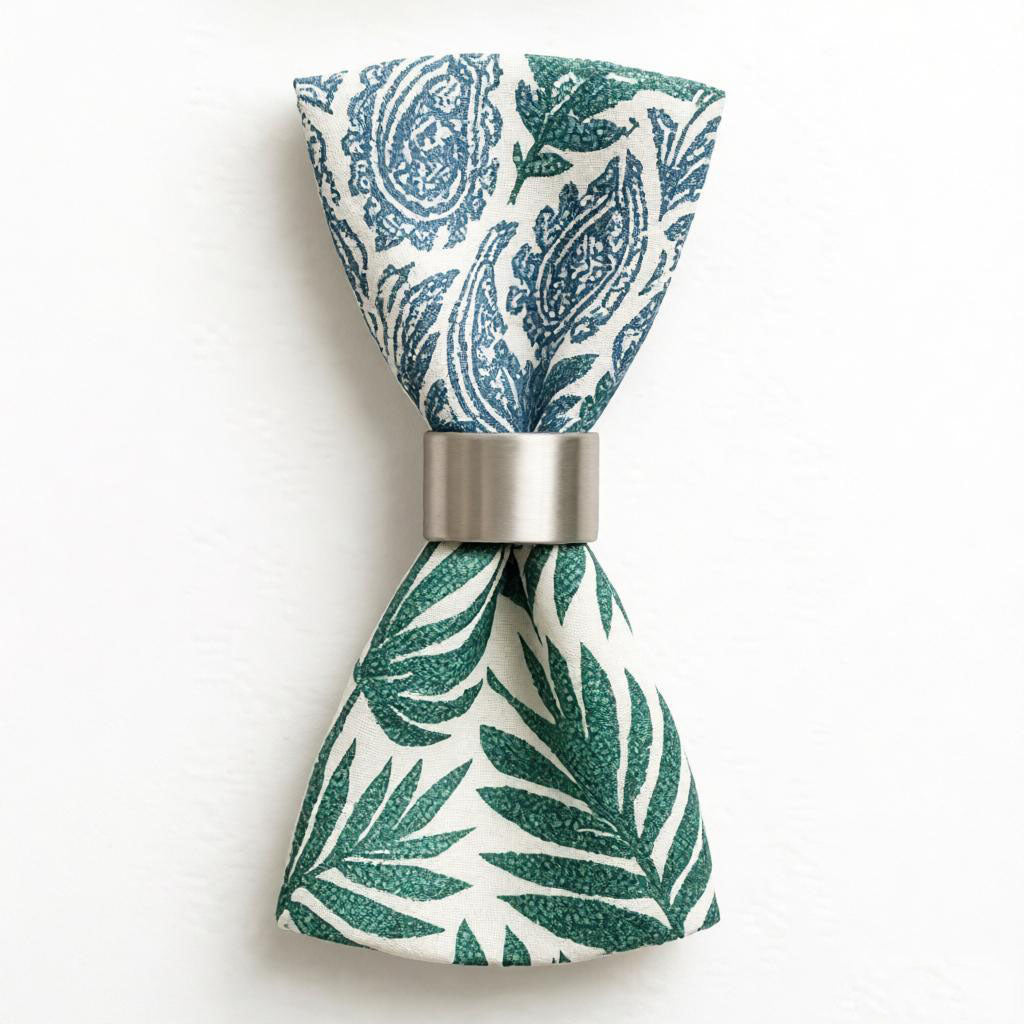 Green Paisley Palm Leaf Linen Napkin