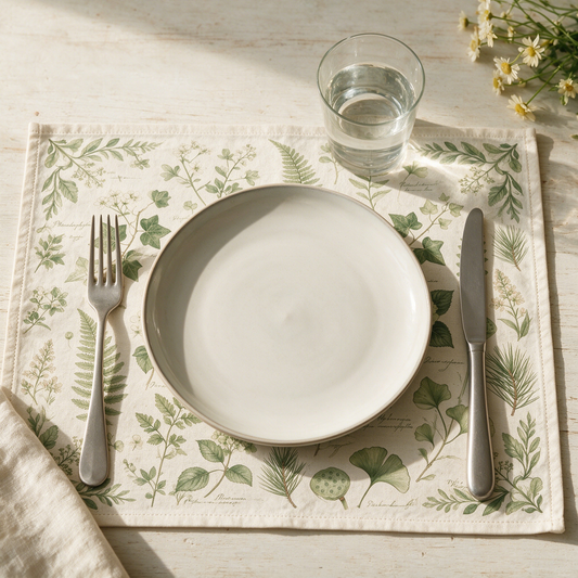 Square Vintage Botanical Chart Linen Placemat