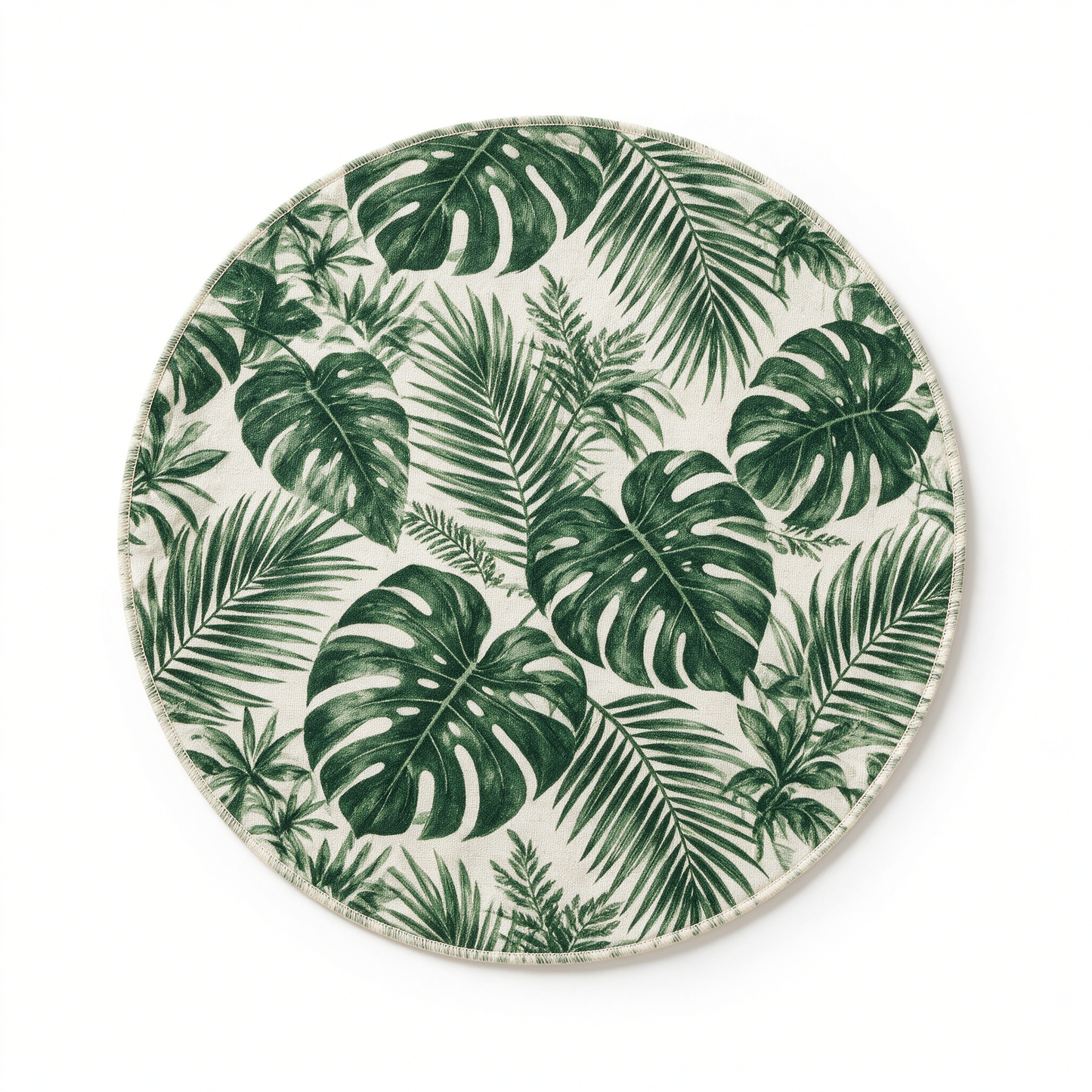 Round Vintage Tropical Monstera Leaf Placemat