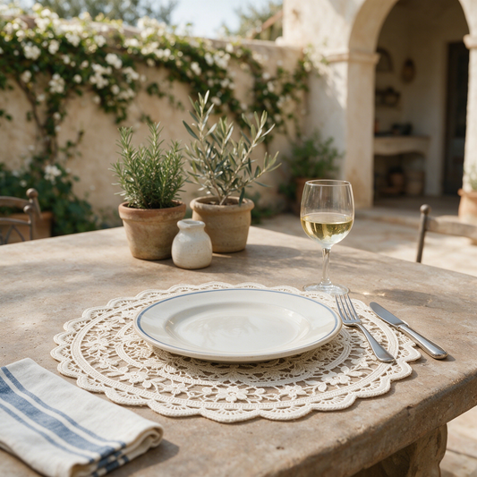 Round Crochet Floral Lace Placemat